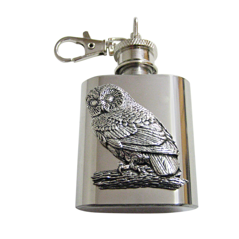 Sitting Owl Bird Keychain Flask - image 1